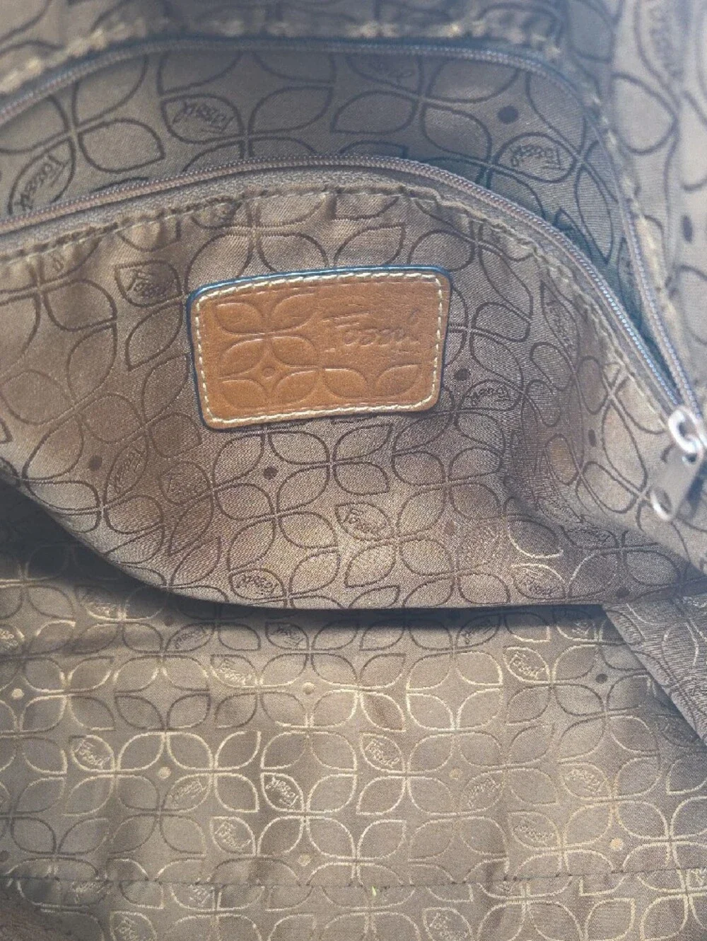 Large Fossil Tan Leather Shoulder Bag